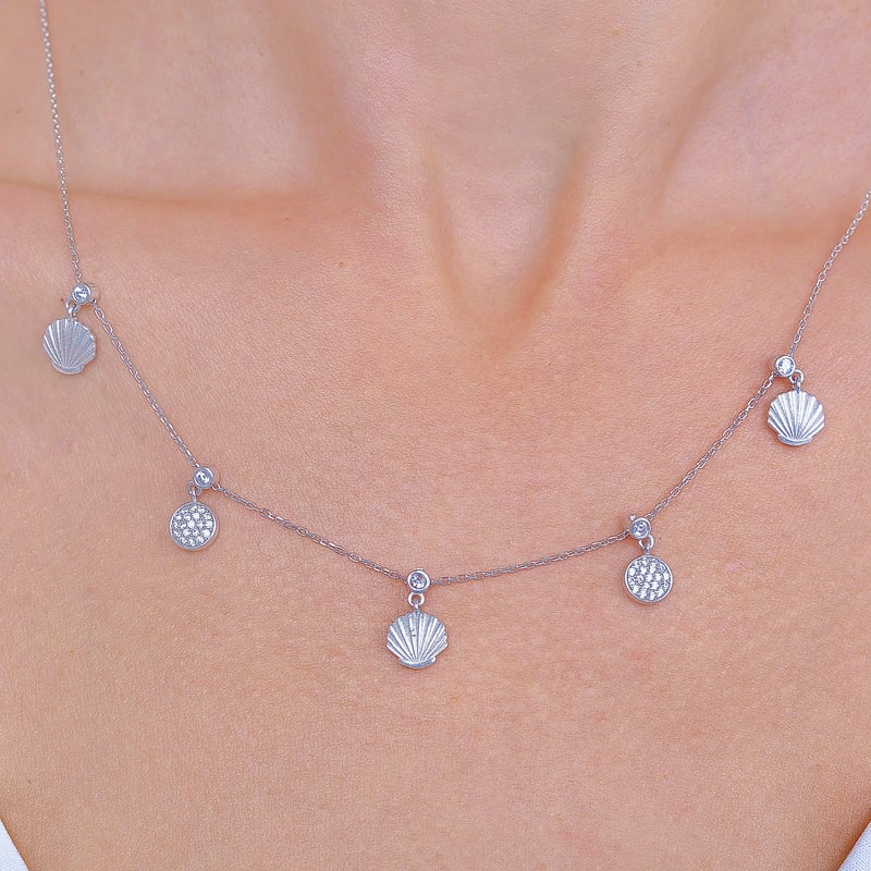 Okyanus Parıltısı Choker Gümüş Şans Kolye