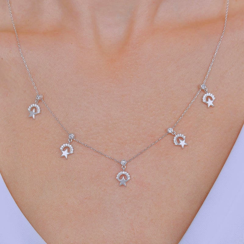 Özgürlük Yıldızı Choker Gümüş Şans Kolye