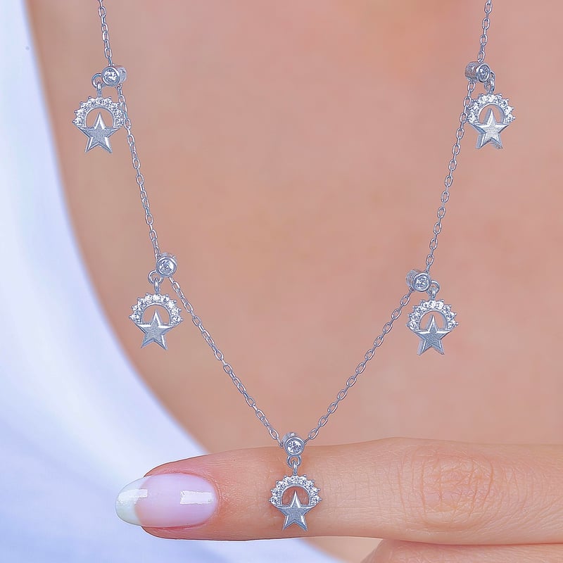 Özgürlük Yıldızı Choker Gümüş Şans Kolye