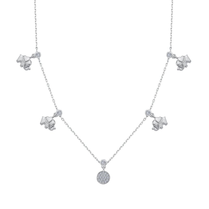 Parıltılı Filler Choker Gümüş Şans Kolye