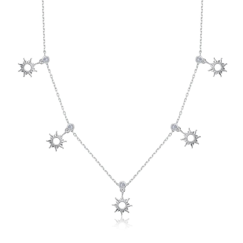 Parıltılı Güneşler Choker Gümüş Şans Kolye