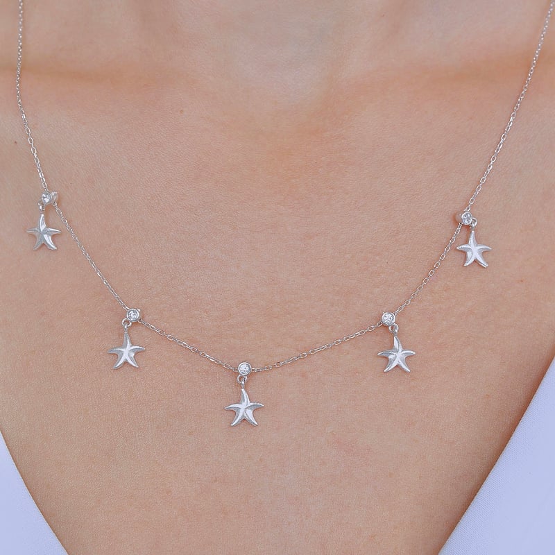 Parıltılı Kumsal Choker Gümüş Şans Kolye
