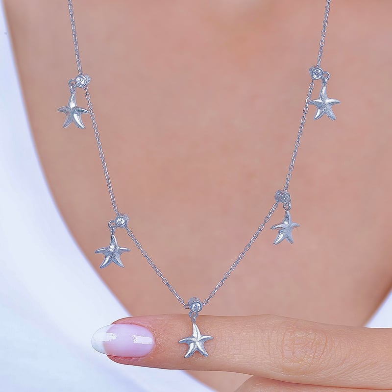 Parıltılı Kumsal Choker Gümüş Şans Kolye