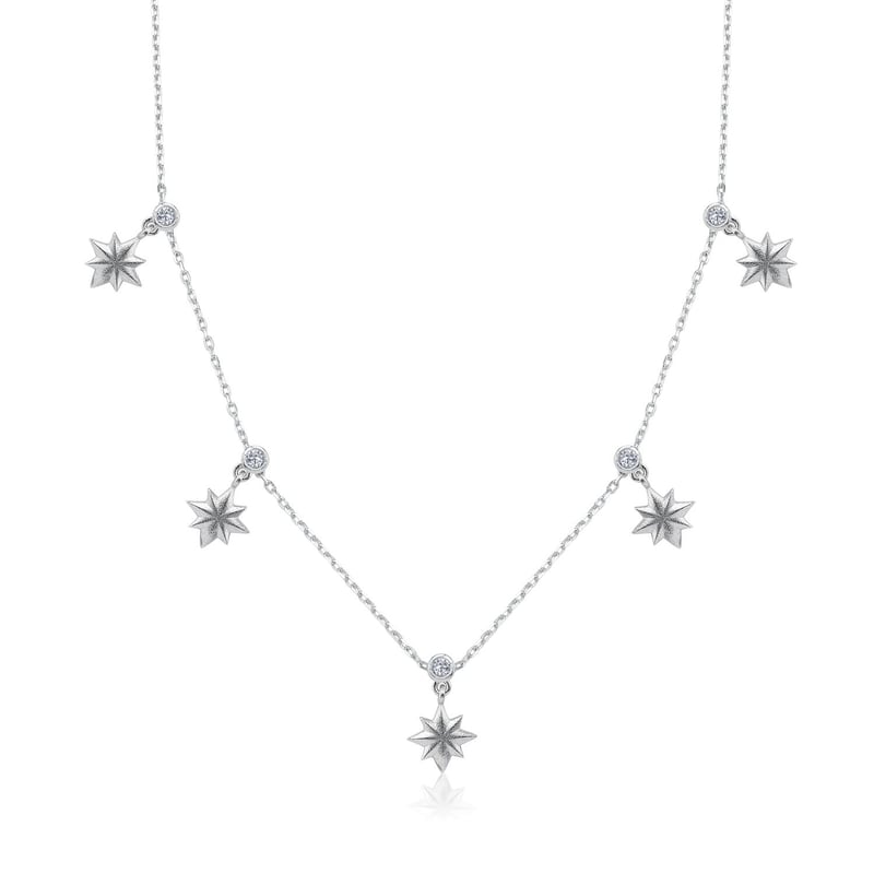 Parıltılı Polaris Choker Gümüş Şans Kolye