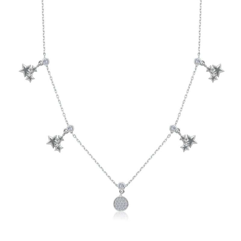 Parıltılı Yıldızlar Choker Gümüş Şans Kolye