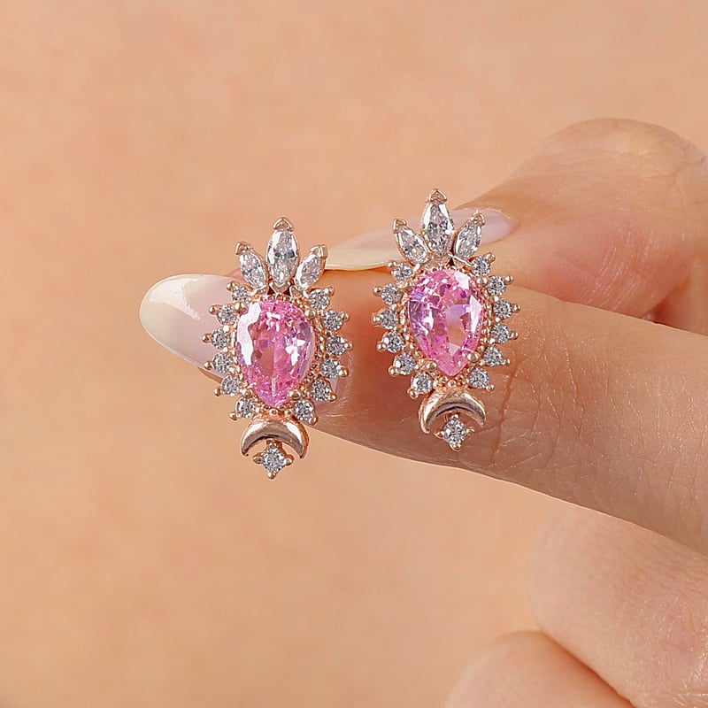 Pink Taşlı Hanedanlık Güneşi Rose Renk Vintage Gümüş Mini Set