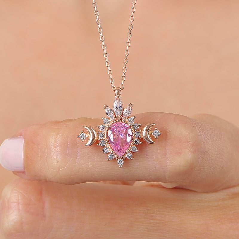 Pink Taşlı Hanedanlık Güneşi Rose Renk Vintage Gümüş Mini Set