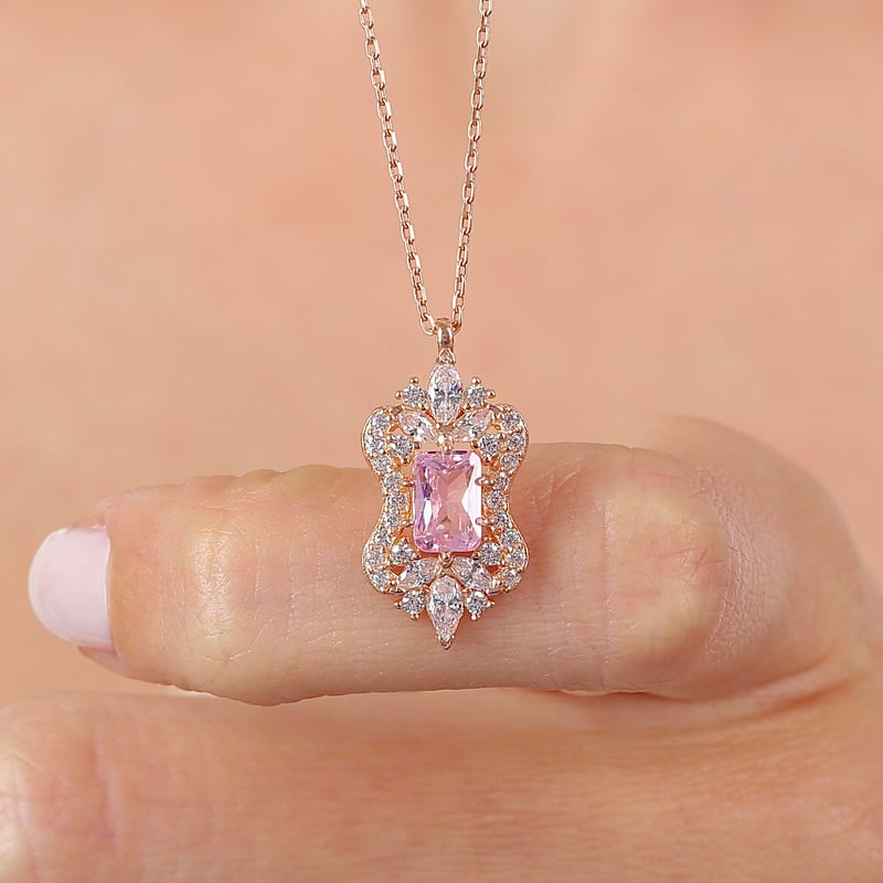 Pink Taşlı Işıltı Klasiği Rose Renk Vintage Gümüş Mini Set