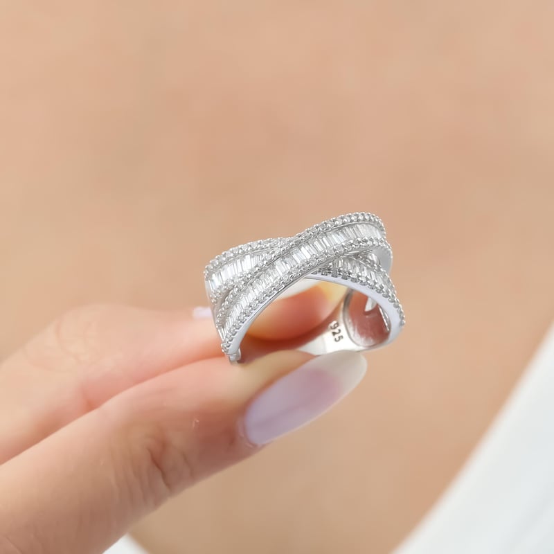 Pırlanta Montür Baget Düğümü Gümüş Yüzük