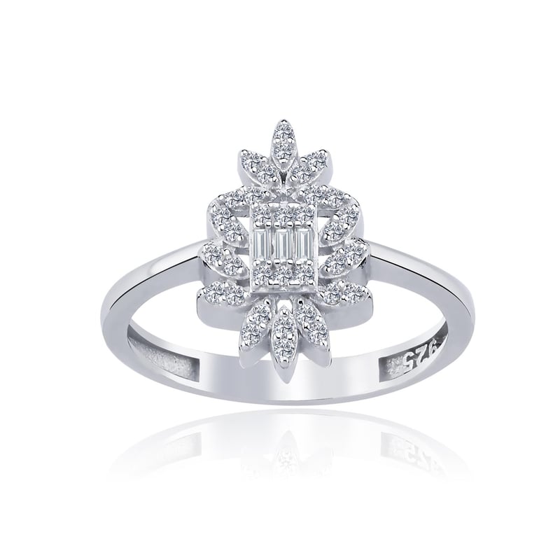 Pırlanta Montür Baget Masalı Gümüş Yüzük