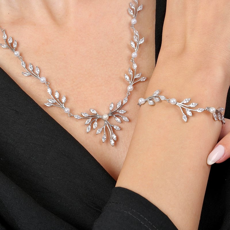 Pırlanta Montür Bağlılık Buketi Gümüş Su Yolu Set