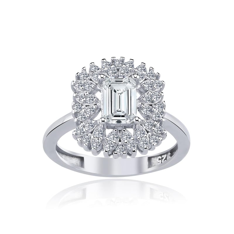 Pırlanta Montür Emerald Efsunu Gümüş Yüzük