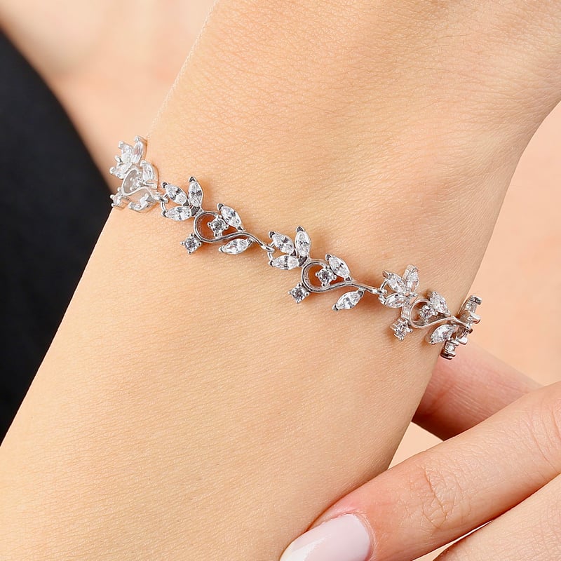 Pırlanta Montür Full Taşlı Aşk Bestesi Gümüş Su Yolu Set