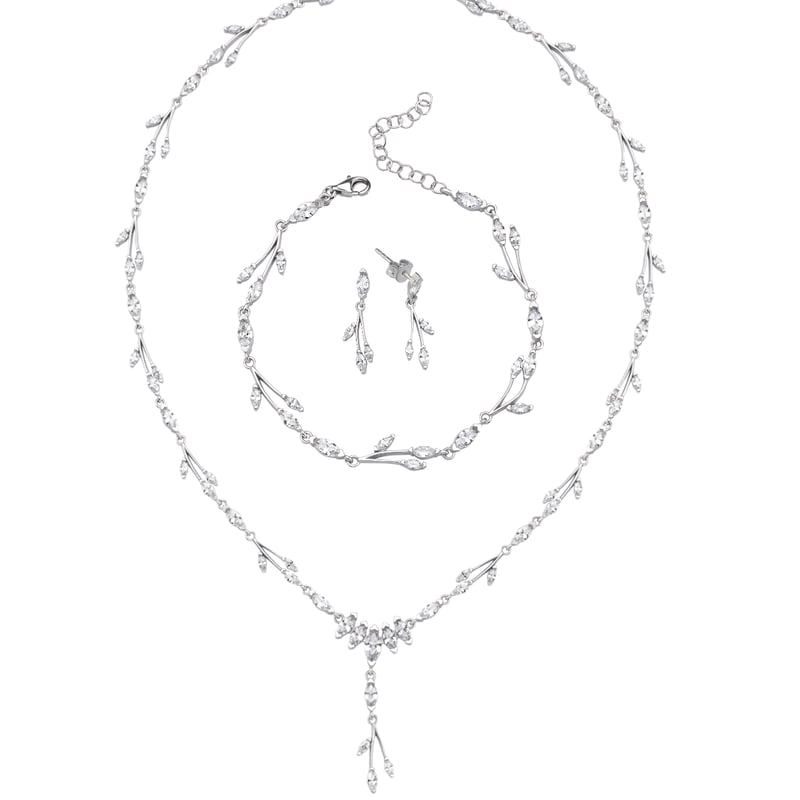 Pırlanta Montür Full Taşlı Mutluluk Masalı Gümüş Su Yolu Set