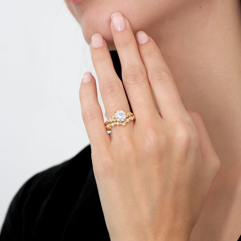 Pırlanta Montür Gold Renk Prenses Masalı Tween Gümüş Yüzük