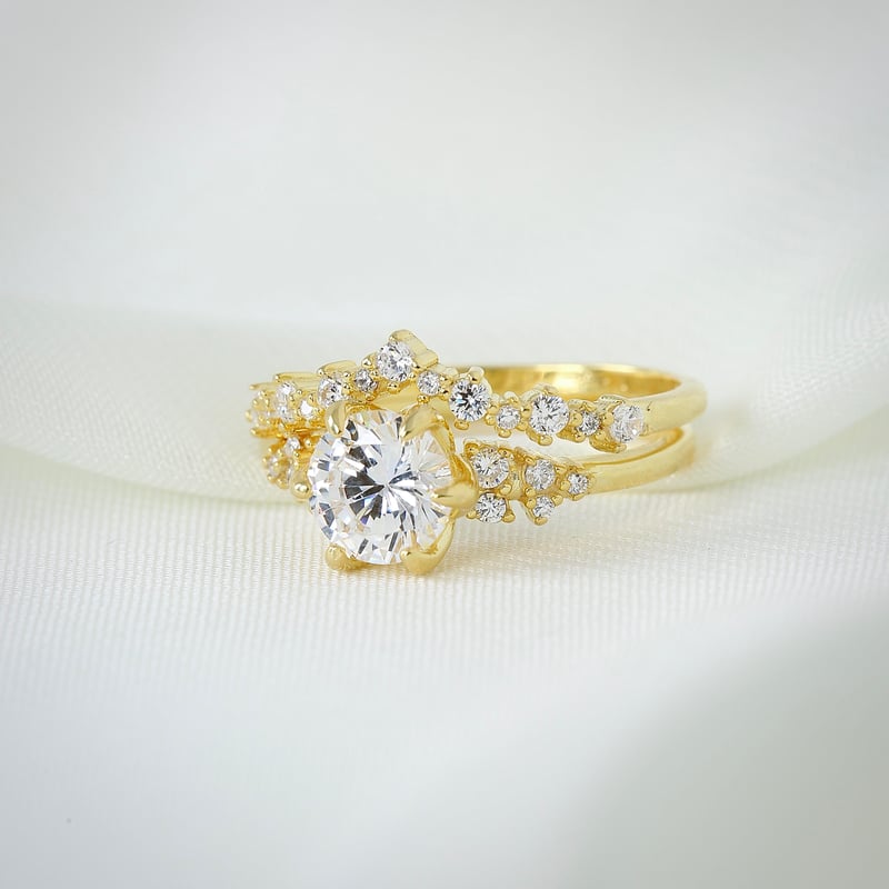 Pırlanta Montür Gold Renk Prenses Masalı Tween Gümüş Yüzük