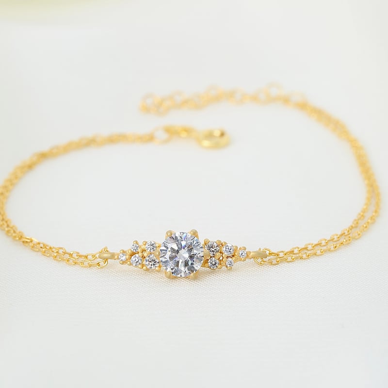 Pırlanta Montür Gold Renk Prenses Masalı Gümüş Bileklik