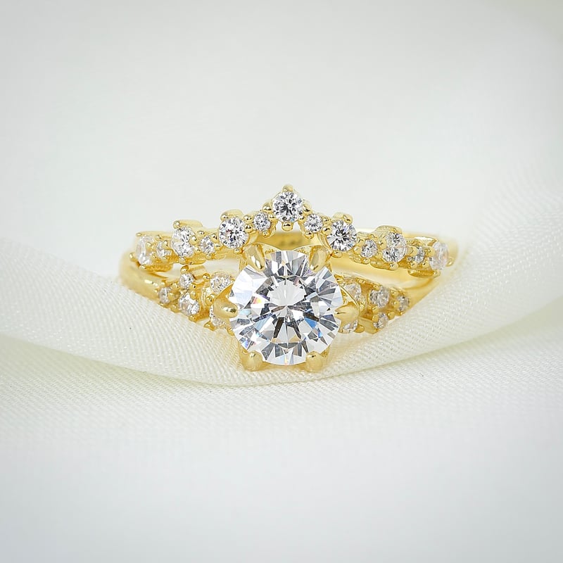 Pırlanta Montür Gold Renk Prenses Masalı Tween Gümüş Yüzük