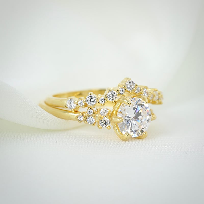 Pırlanta Montür Gold Renk Prenses Masalı Tween Gümüş Yüzük