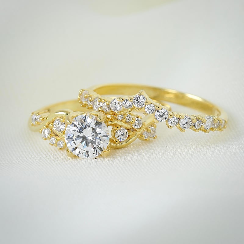 Pırlanta Montür Gold Renk Prensesin Düşü Tween Gümüş Yüzük