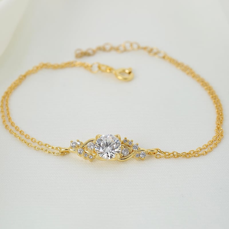 Pırlanta Montür Gold Renk Prensesin Düşü Gümüş Bileklik