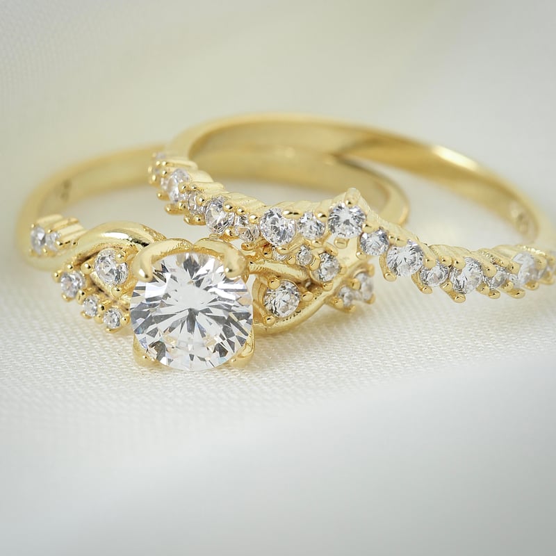 Pırlanta Montür Gold Renk Prensesin Düşü Tween Gümüş Yüzük