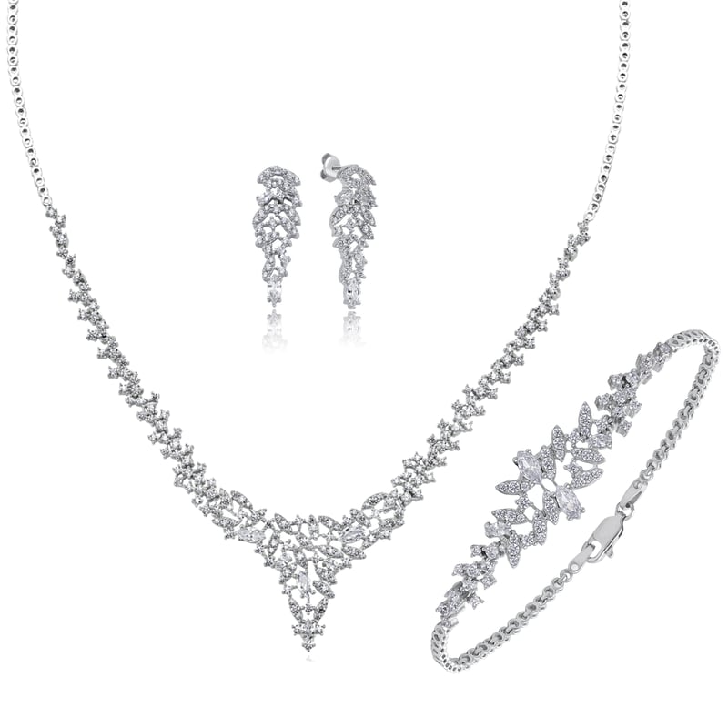 Pırlanta Montur Gümüş Su Yolu Set Takım