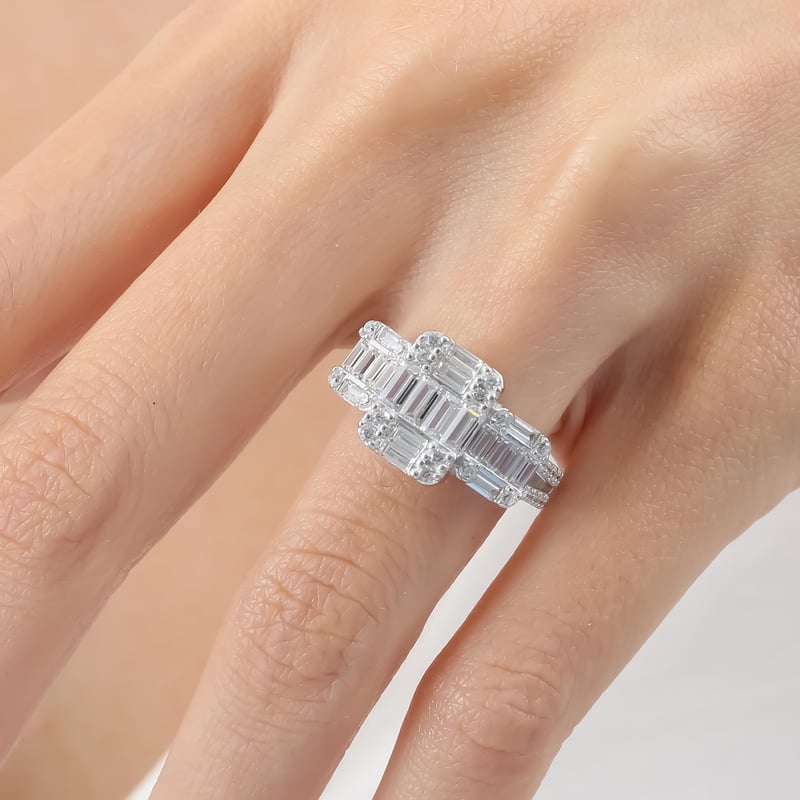 Pırlanta Montür İhtişamlı Tria Baget Gümüş Yüzük