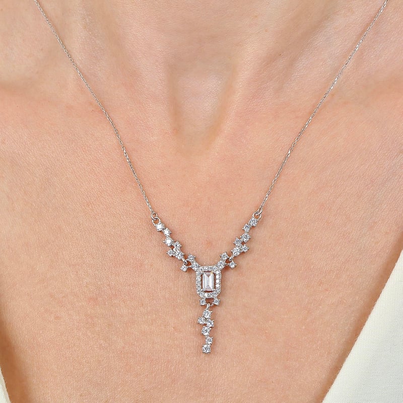 Pırlanta Montür Işıltılı Emerald Üçlü Gümüş Set