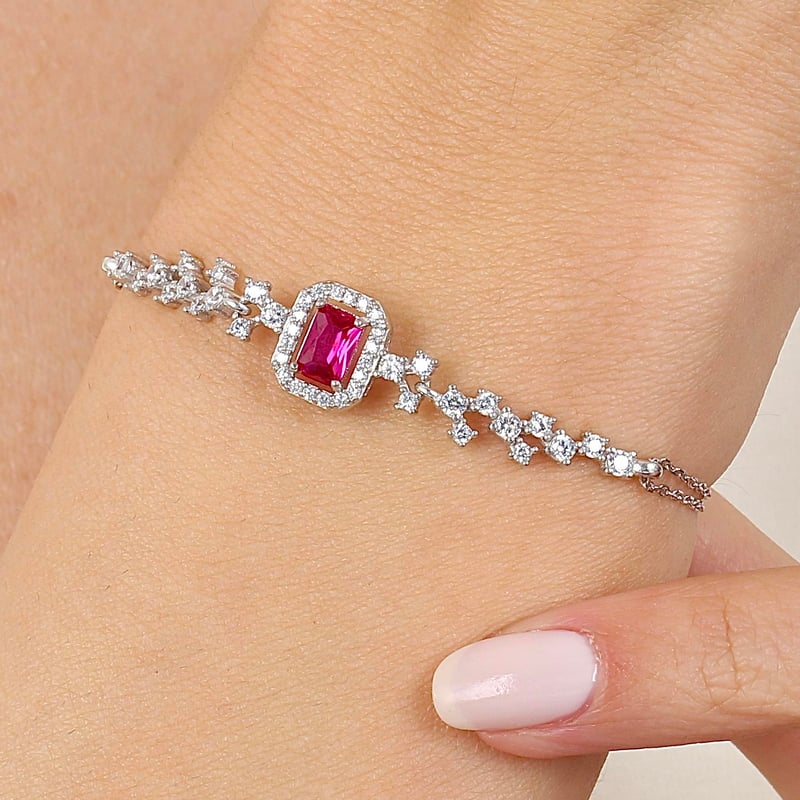 Pırlanta Montür Mutluluk Işıltısı Sentetik Yakut Gümüş Üçlü Set