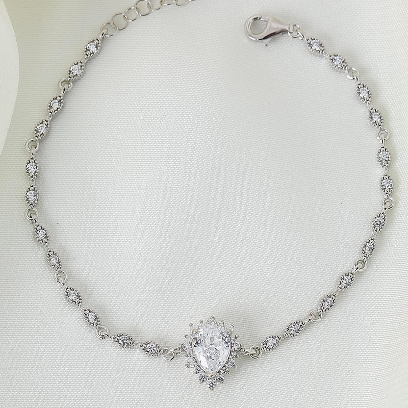 Pırlanta Montür Prenses Işıltısı Gümüş Bileklik