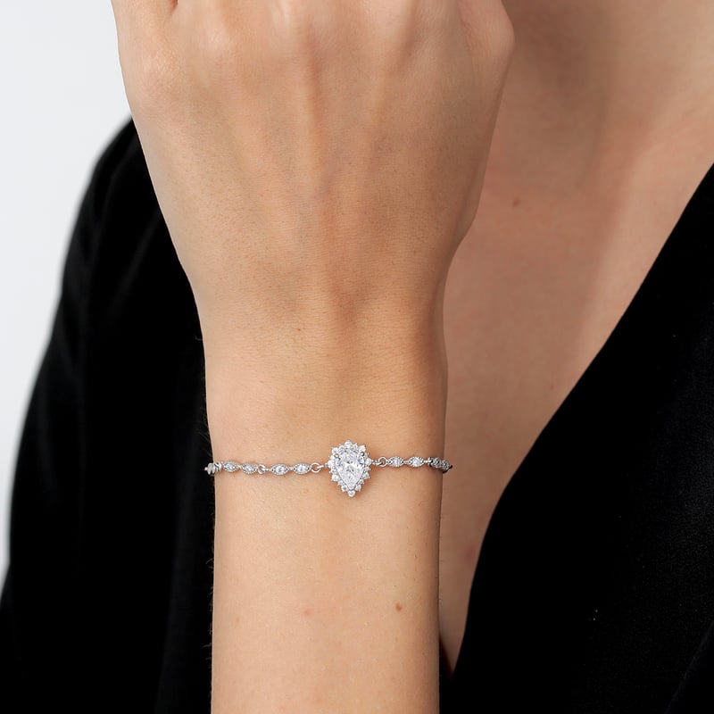 Pırlanta Montür Prenses Işıltısı Gümüş Bileklik