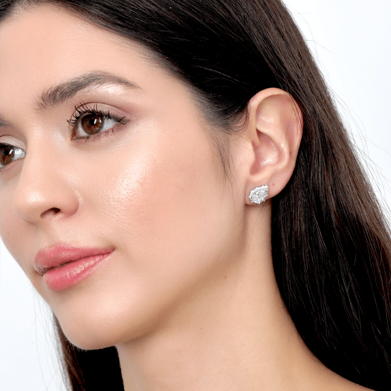 Pırlanta Montür Prenses Işıltısı Gümüş Küpe