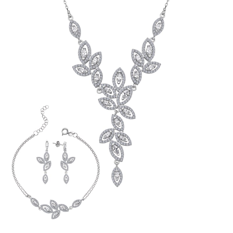 Pırlanta Montür Zarif İlk Dans Işıltısı Gümüş Su Yolu Set