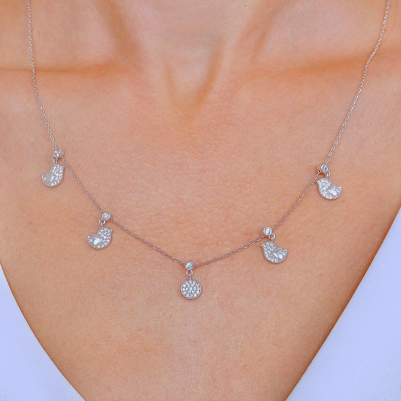 Sevda Kuşu Choker Gümüş Şans Kolye