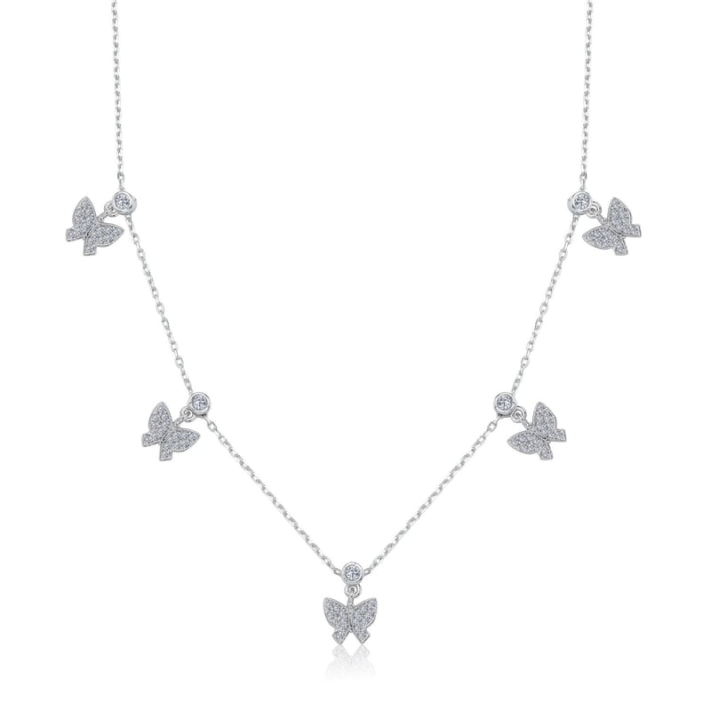 Sevgi Kelebeği Choker Gümüş Şans Kolye