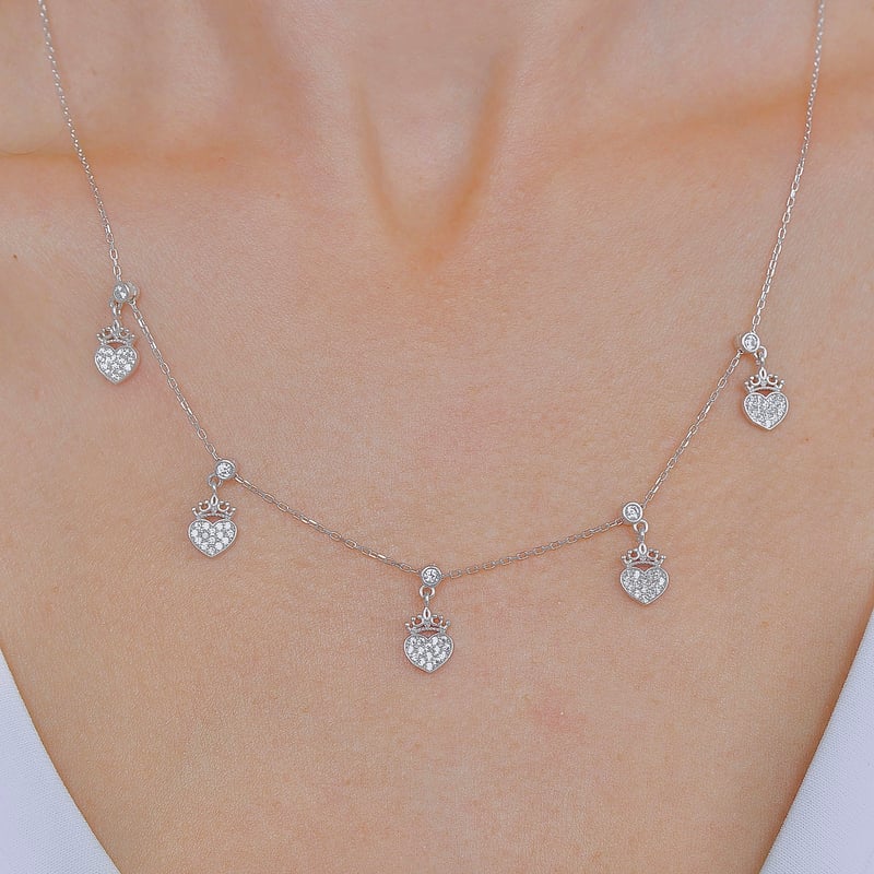 Sevgi Tacı Choker Gümüş Şans Kolye