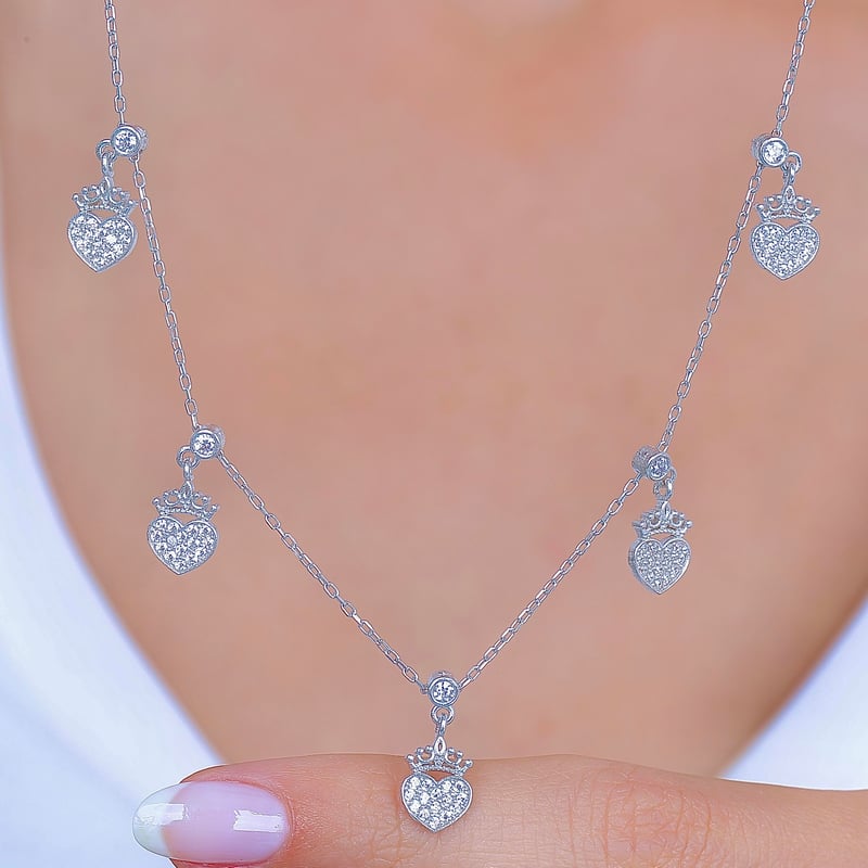 Sevgi Tacı Choker Gümüş Şans Kolye