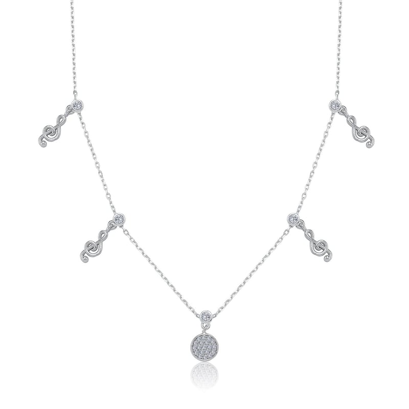 Sol Anahtarı Choker Gümüş Şans Kolye