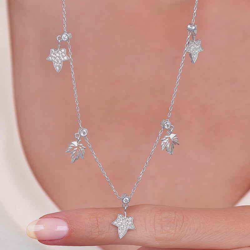 Sonbahar Dansı Choker Gümüş Şans Kolye
