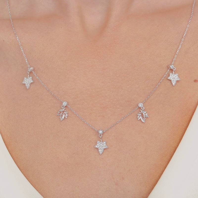 Sonbahar Dansı Choker Gümüş Şans Kolye