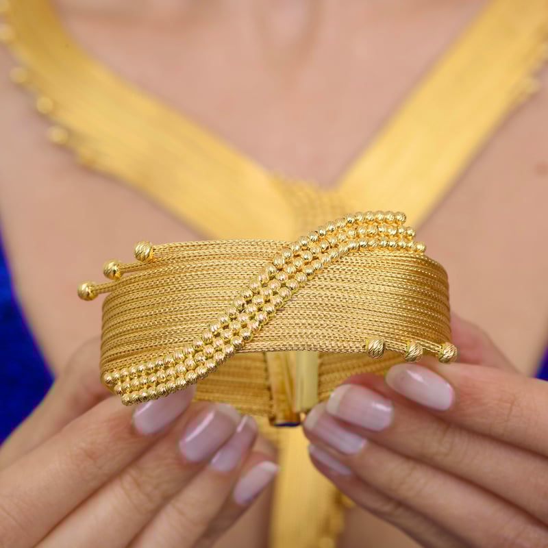 Sonsuz Bağlılık Kalze Örgü Altın Kaplama Gümüş Takı Seti