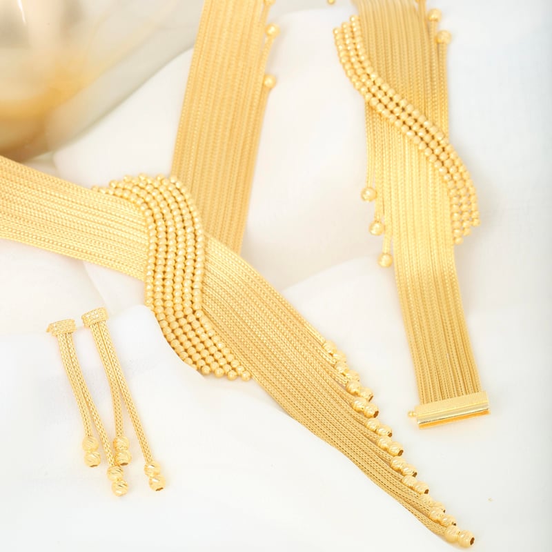 Sonsuz Bağlılık Kalze Örgü Altın Kaplama Gümüş Takı Seti