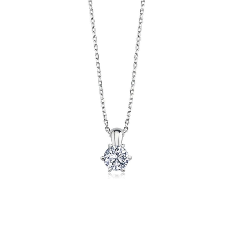 Swarovski Zirconia 1.00 Karat Prenses Tektaş Gümüş Kolye