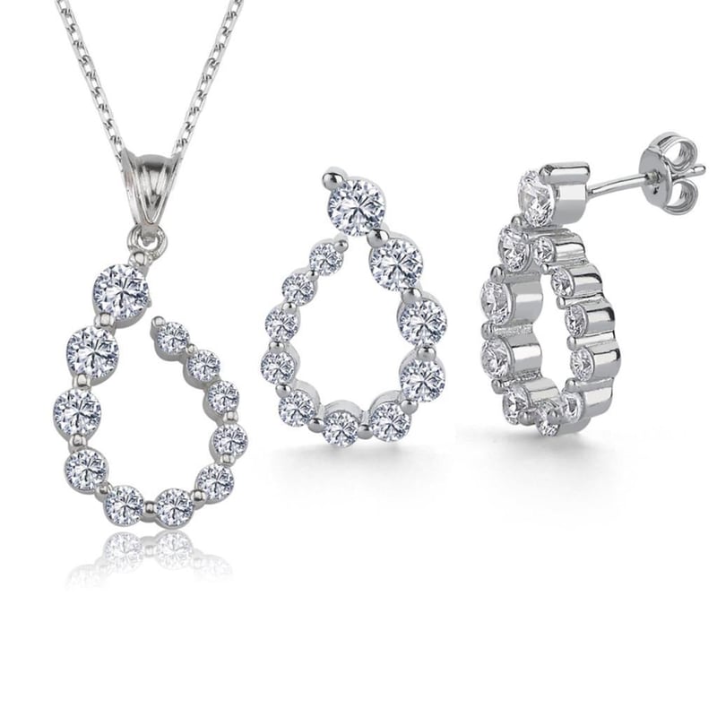Swarovski Zirconia Shine İkili Gümüş Set