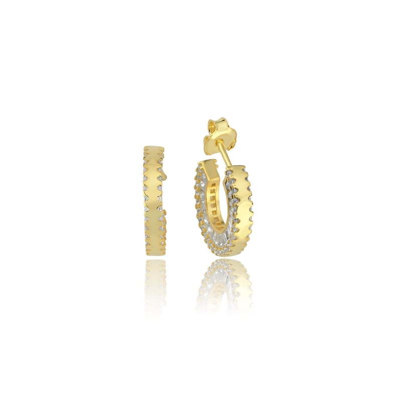 Trend Tasarım Lina Form Gold Renk Gümüş Küpe