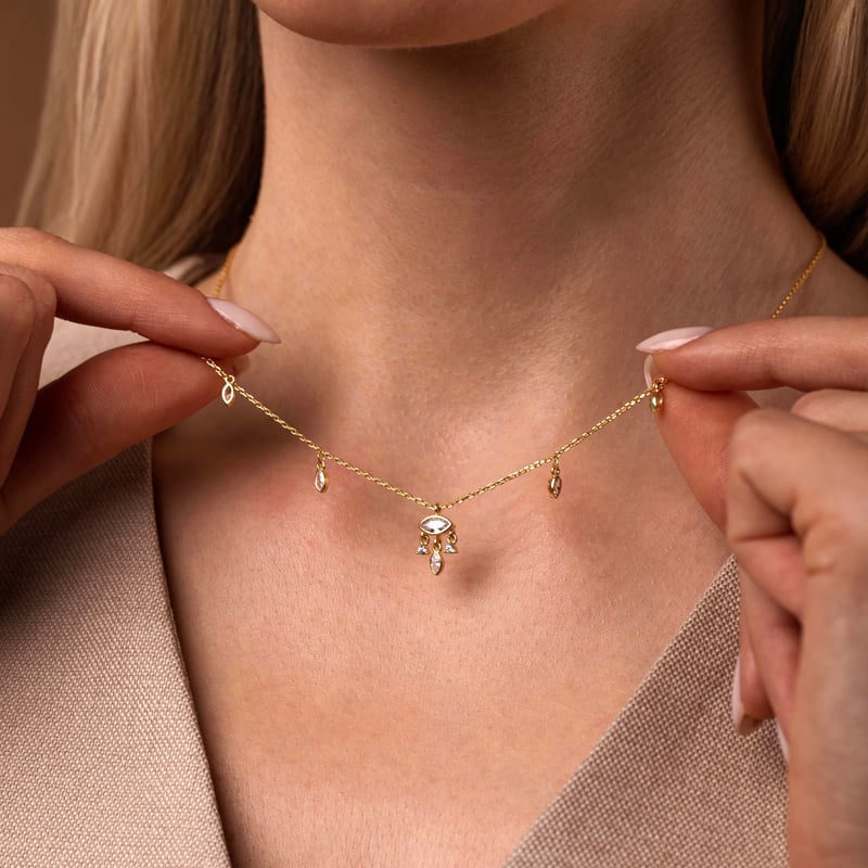 Trend Tasarım Markiz Rüyası Gold Renk Gümüş Kolye