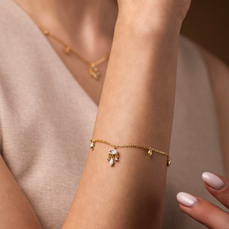 Trend Tasarım Markiz Rüyası Gold Renk Gümüş Bileklik