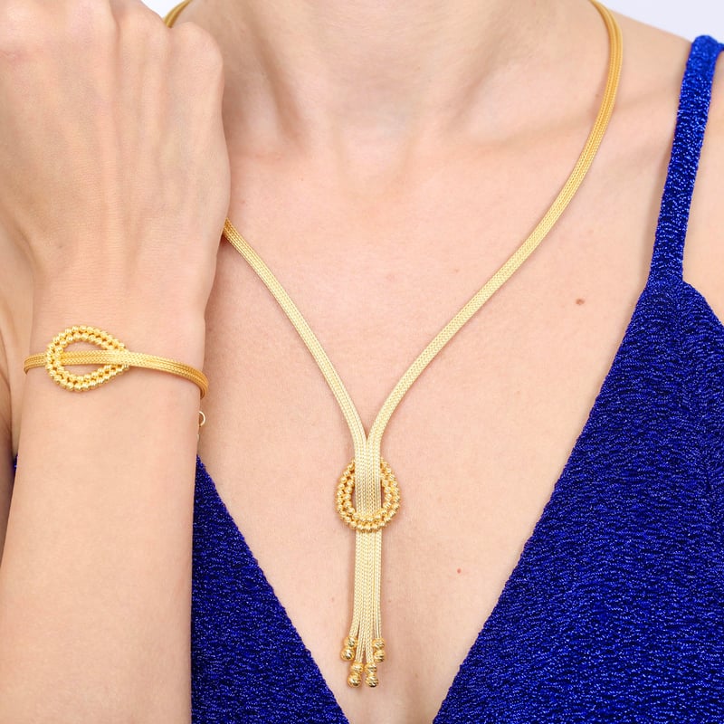 Tutku Seli Kalze Örgü Altın Kaplama Gümüş Takı Seti