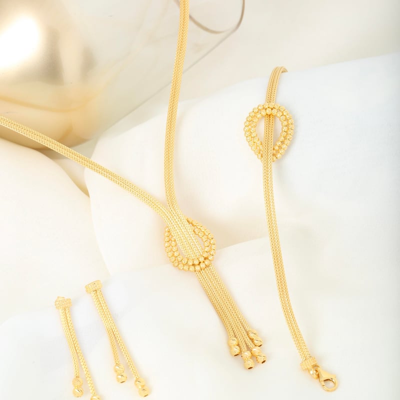 Tutku Seli Kalze Örgü Altın Kaplama Gümüş Takı Seti